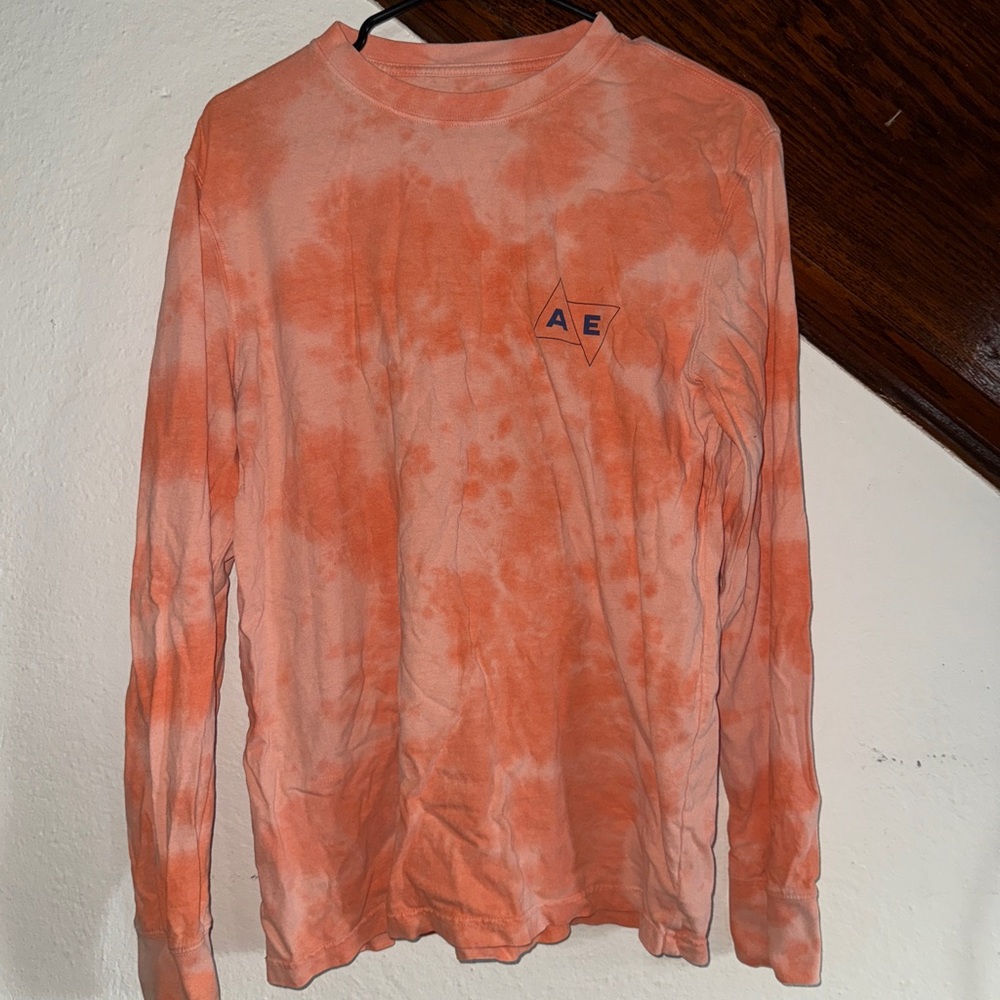 American Eagle Outfitters Coral Tie-Dye Long Sleeve Tee